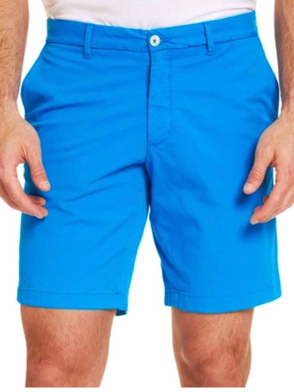 Robert Graham white trim Teal Turquoise Blue Shorts 34 leather label Classic Fit